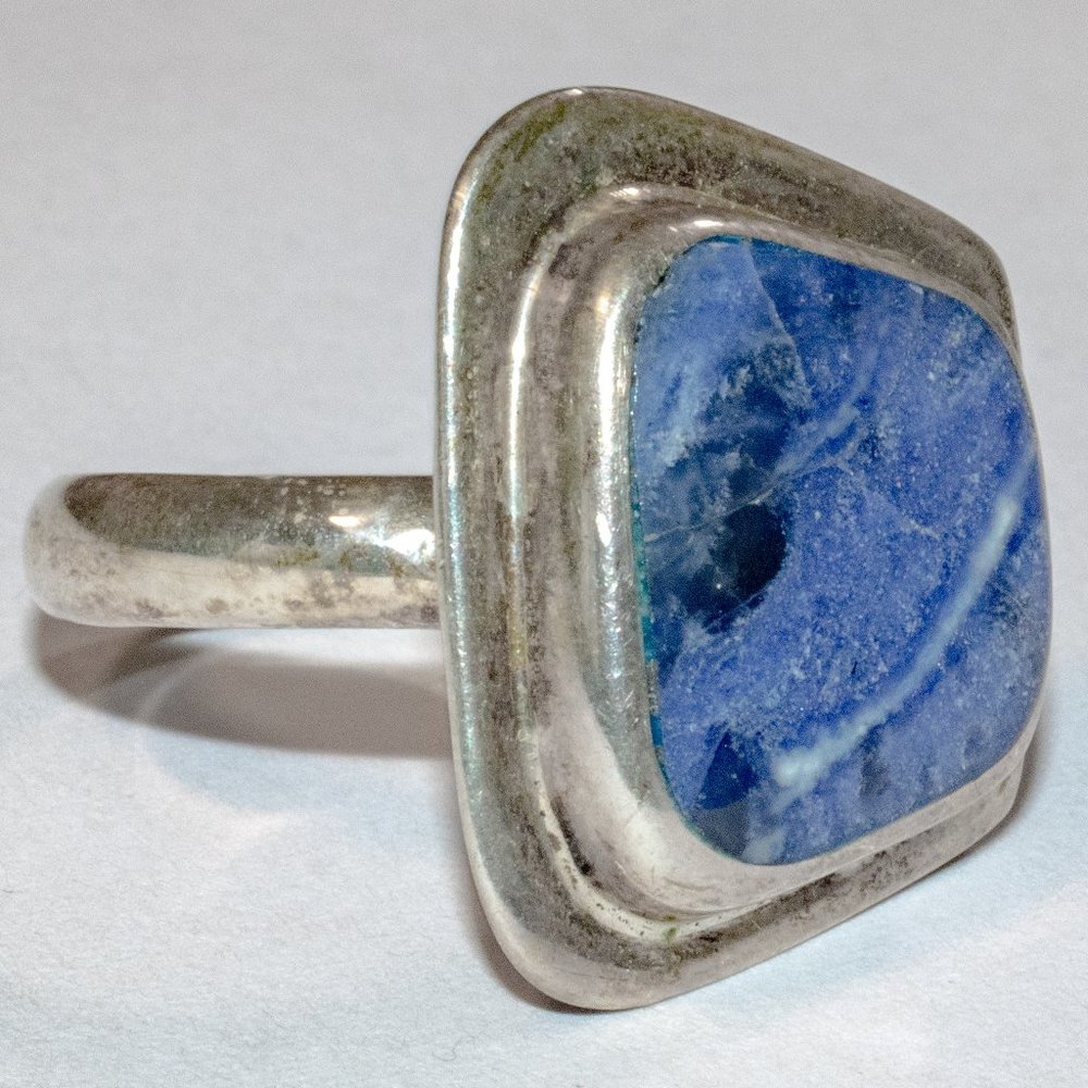Modernist Sodalite Mexican Sterling Silver Produced by Athra Trading Inc. - Picture 7 of 12